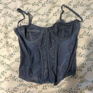 Urban Outfitters Lace Corset Top - Gray